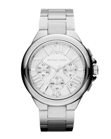 michael kors white and silver watch|Michael Kors chronograph watch silver.